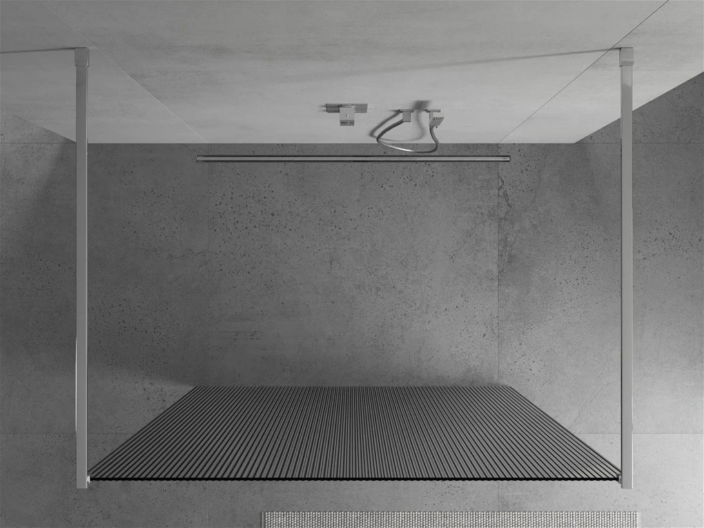 Mexen Kioto, sprchová zástena Walk-In 140 x 200 cm, 8mm sklo s rebrovým vzorom, chrómový profil, 800-140-002-01-09