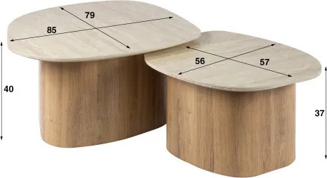 Konferenčný stôl 45-68 Romano 2-set Ceramic Travertine  - Komfort-nábytok