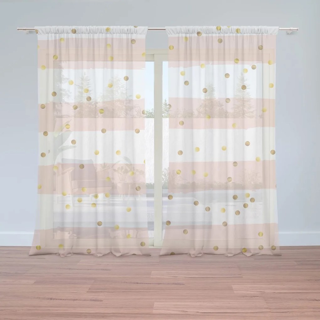 Sablio Záclony Pruhy a zlaté bodky: 2ks 150x250cm