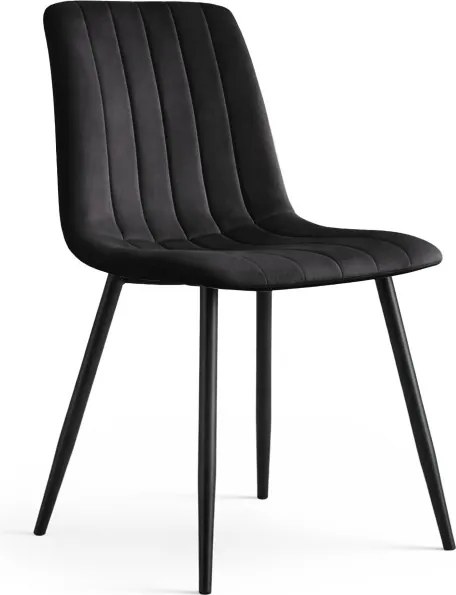 Jedálenská stolička LIVO zamatová, čierna / čierne nohy