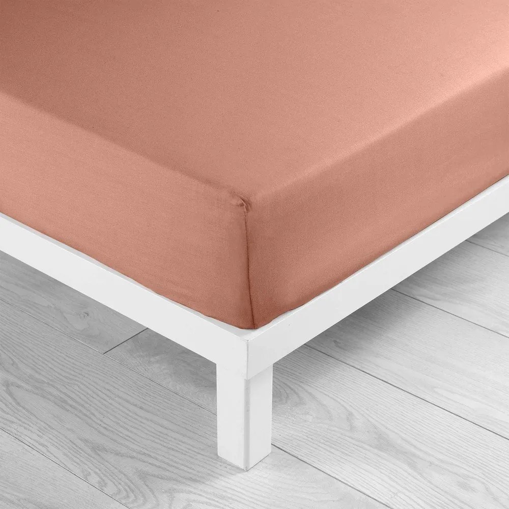 Napínacia bavlnená plachta v lososovej farbe 180x200 cm Lina – douceur d'intérieur