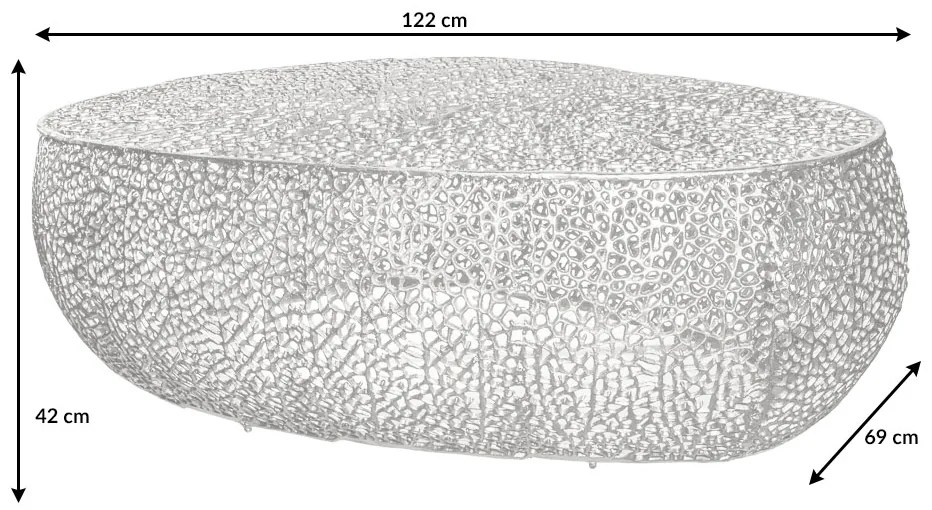Konferenčný stolík Leaf 120cm strieborný