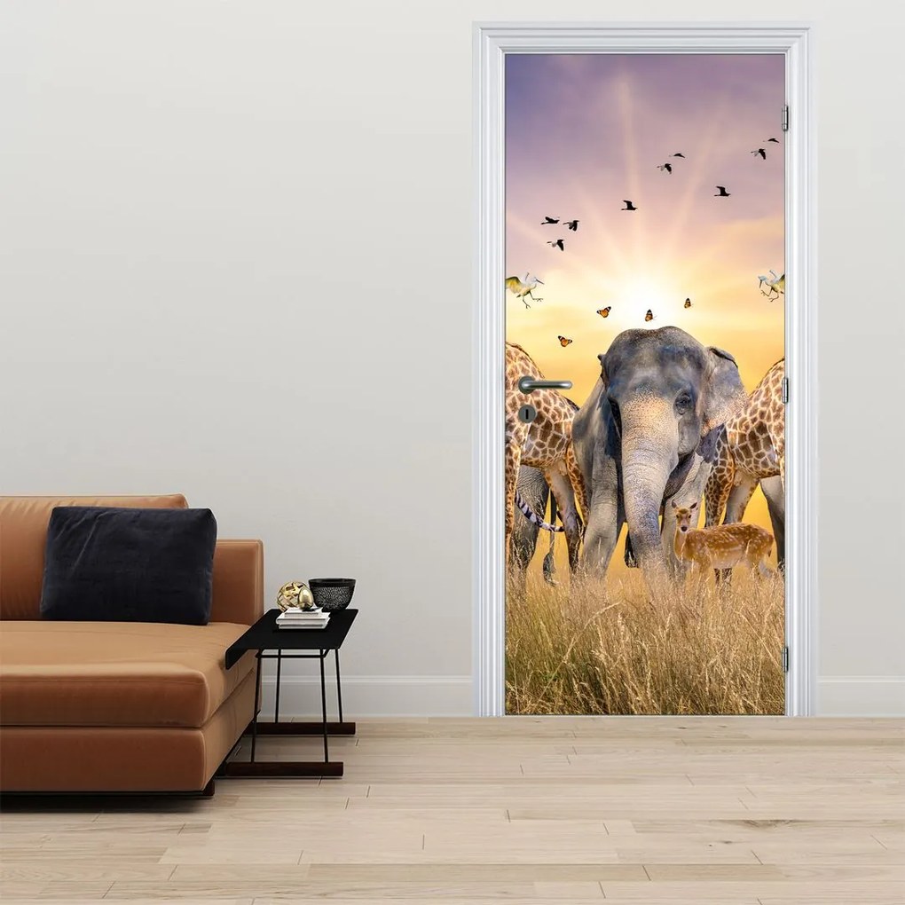 Fototapeta na dvere - Africké zvieratá (95x205cm)