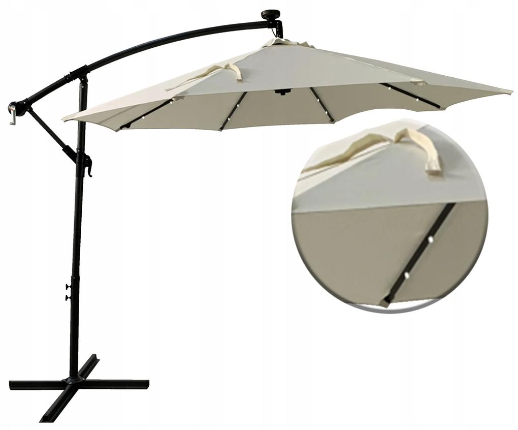 Dekorstudio Záhradný slnečník s LED osvetlením  - 270 cm - béžový