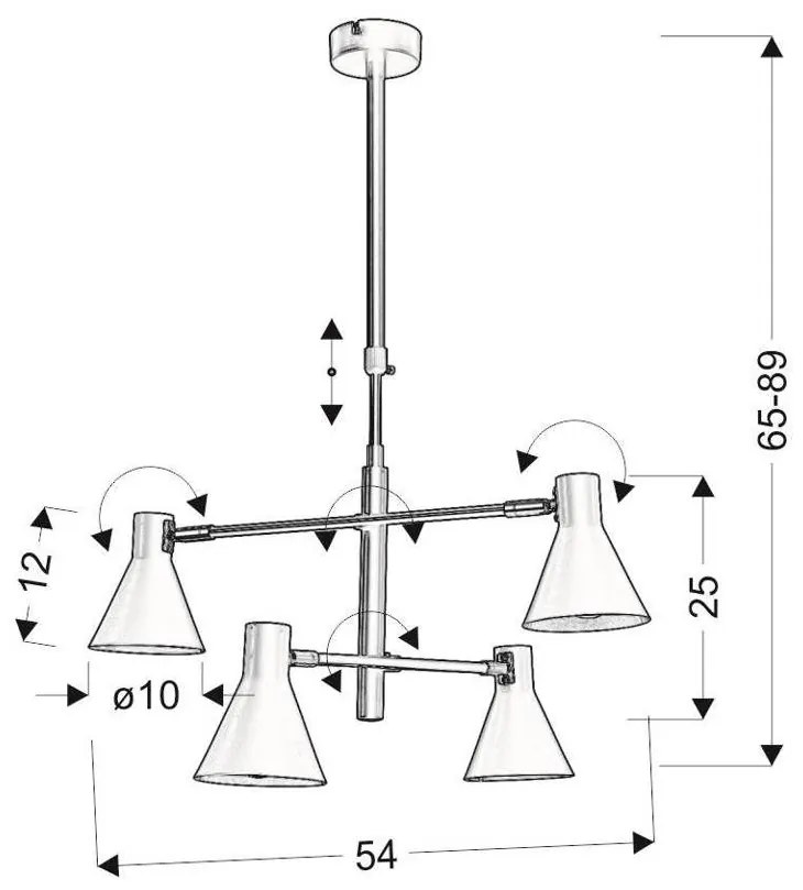 Candellux Čierno-zlatý závesný luster Less pre žiarovku 4x E14 34-72689