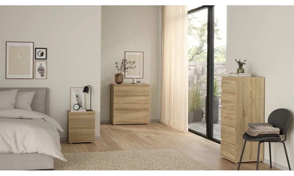 Vysoká komoda v dekore duba v prírodnej farbe 40x107 cm Nova – Tvilum