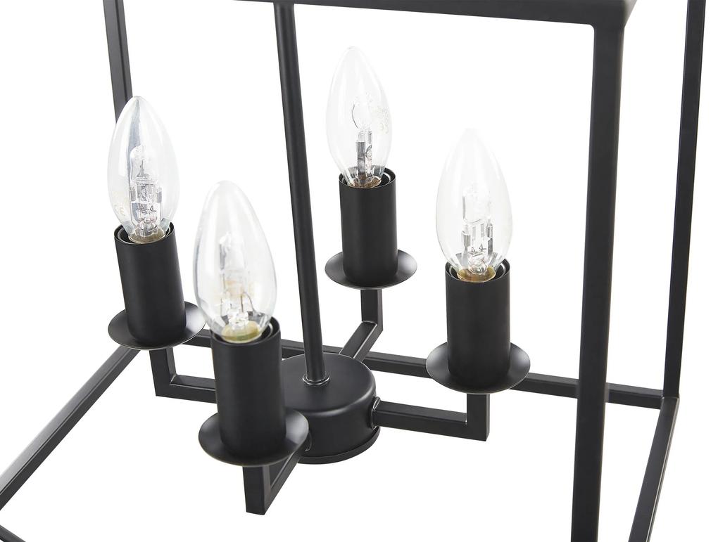 Závesná lampa kovová so 4 svetlami čierna WANCHET Beliani
