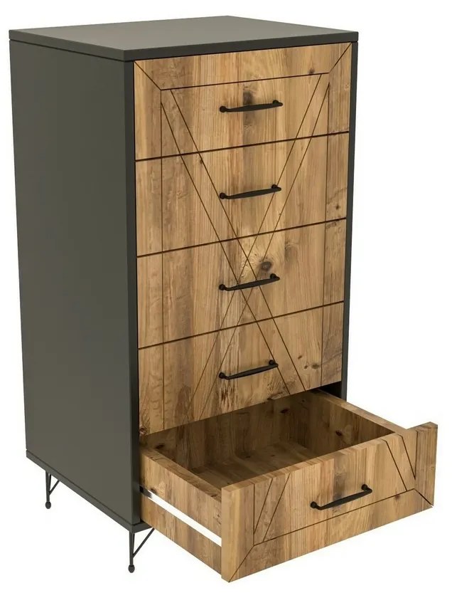 Komoda Planet Anthracite a Oak
