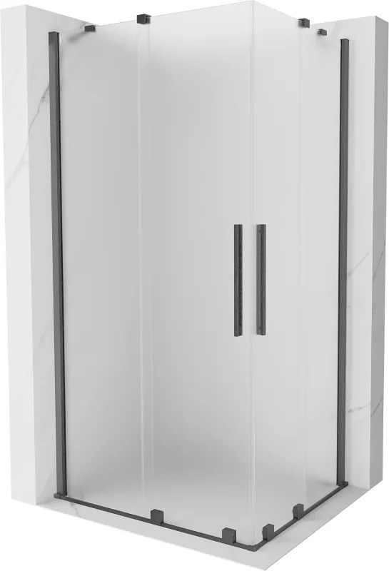 Mexen Velar Duo, sprchový kút s posuvnými dverami 90 x 80 cm, 8mm sklo námraza, grafit brúsený, 871-090-080-32-66