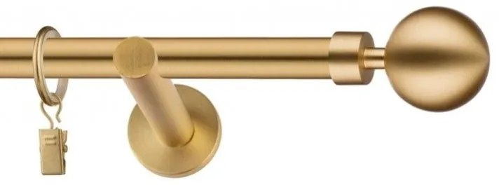 Dekorstudio Garniža jednoradová Guľa MODERN zlatá 19mm Dĺžka: 120cm, Typ uchytenia: Držiak otvorený, Typ príslušenstva: Krúžky tiché so štipcami