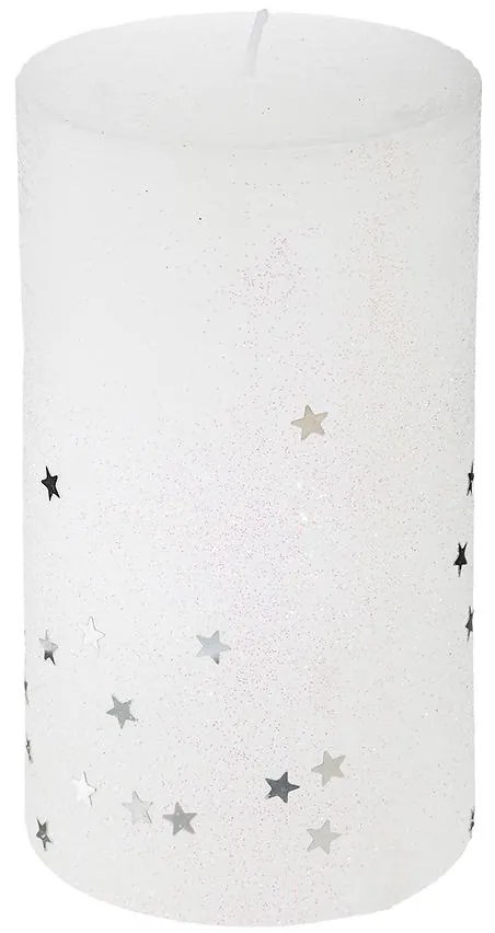 Svieca trblietky biela L12x7cm 129848bl