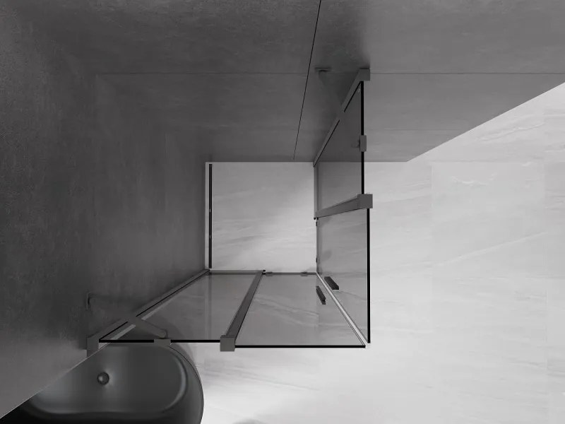 Mexen Velar Duo, sprchový kút s posuvnými dverami 80 x 80 cm, 8mm šedé sklo, brúsený grafit, 871-080-080-42-95