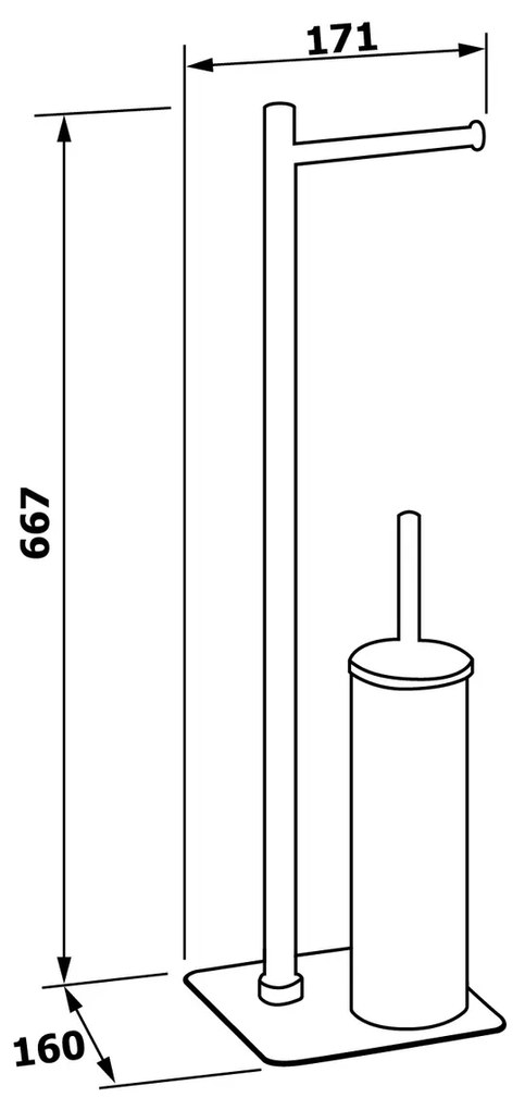 GEDY 1132 Artu stojan s držiakom na toaletný papier a WC štetkou, hranatý, mosadz