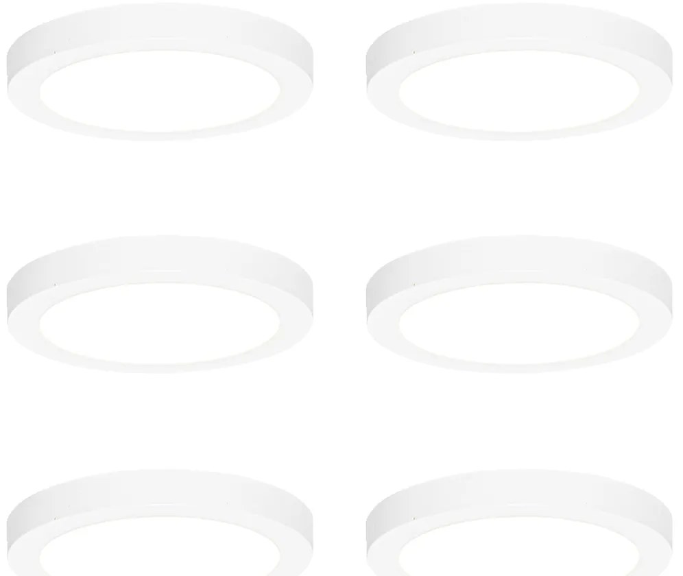 Sada 6 zapustených alebo povrchových bodových svetiel biela 18 cm vrátane LED 3-krokové stmievanie do tepla - Trans