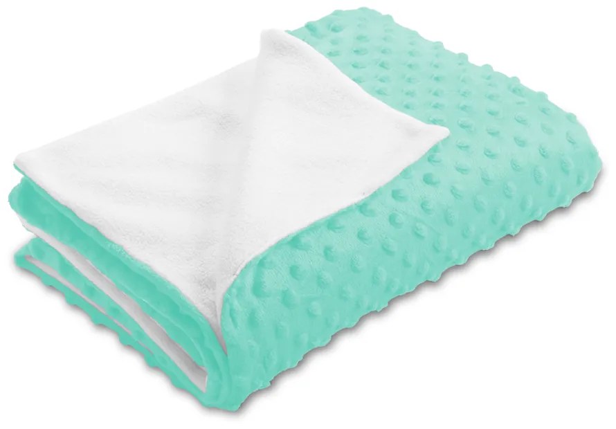 Biante Detská obojstranná deka Minky bodky/Polar MKP-003 Mintová 75x100 cm