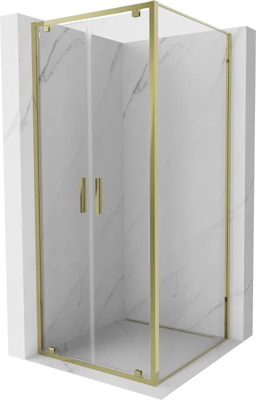 Mexen Exo, výklopná sprchová kabína, dvere 120 cm + bočná stena 120 cm, transparentné sklo, zlatá, 8182-120-120-50-00