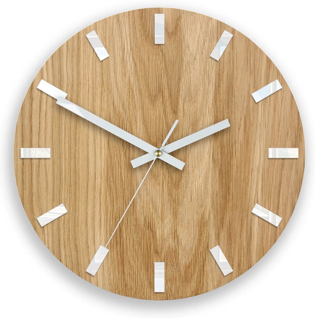 Nástenné hodiny Simple Oak hnedo-biele