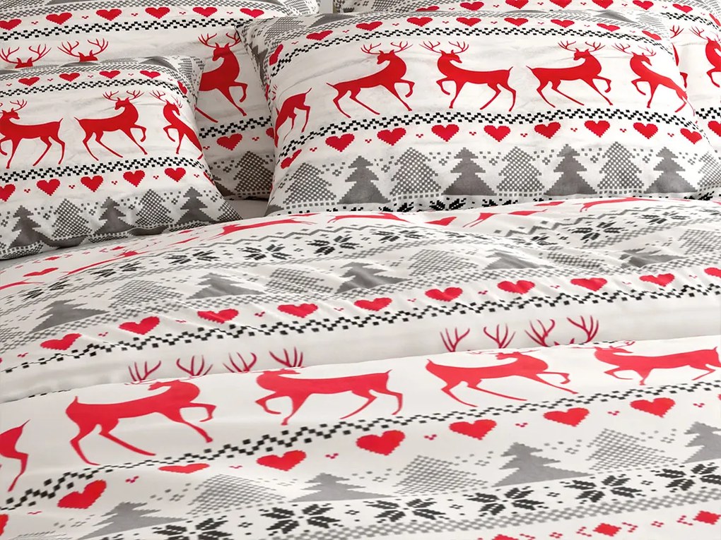 Flanelové obliečky DEER DREAMS biele Rozmer obliečky: 70 x 90 cm | 140 x 220 cm