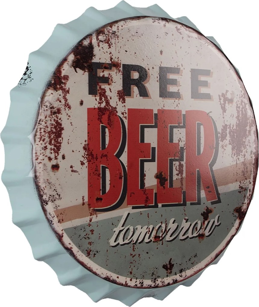 Nástenná kovová ceduľa Beer Free Tomorrow - Ø 33 cm