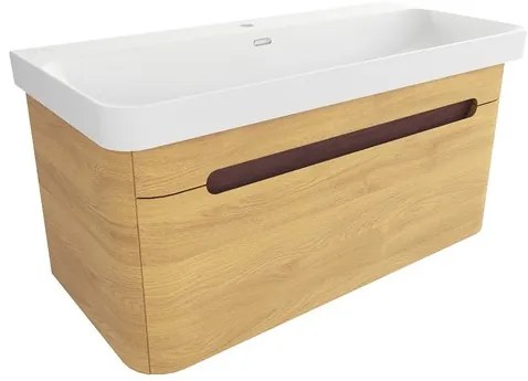 Kúpeľňová skrinka s umývadlom SAT Fusion 97,5x43x45 cm dub medový mat SATFUSION100DMMW, 1 ks