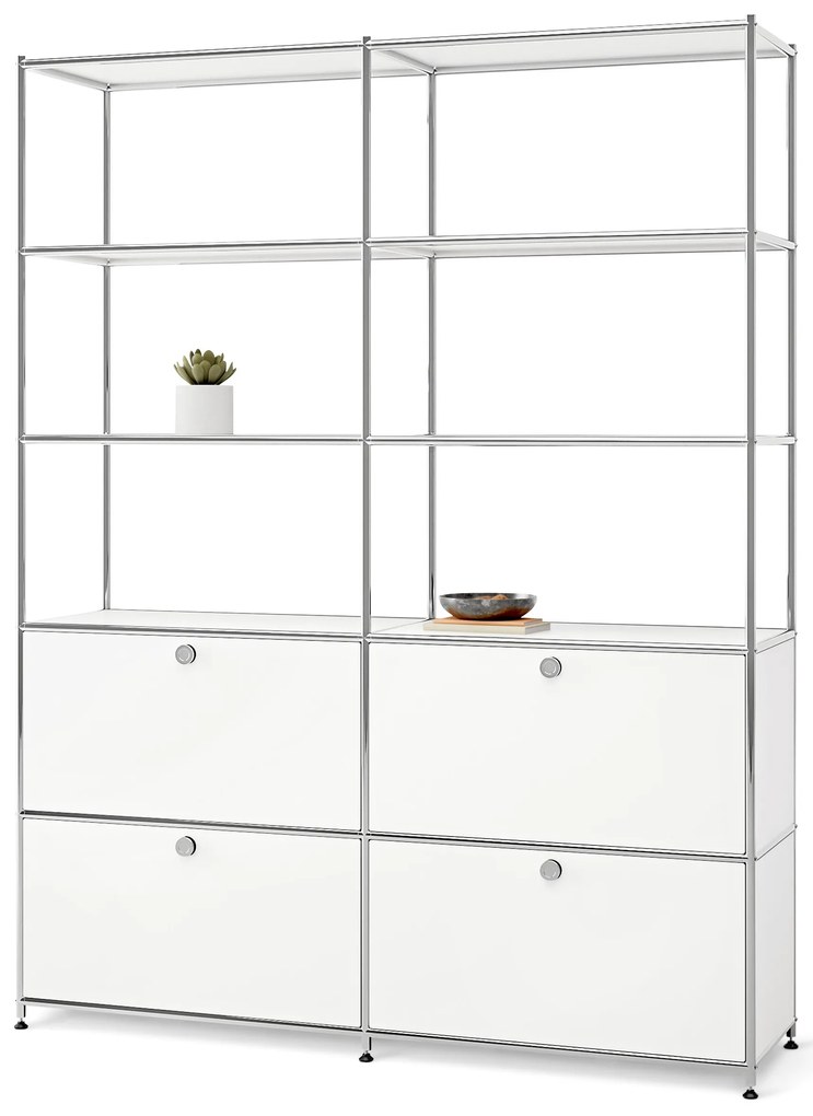 Vysoká kovová skrinka »CN3« so 4 výklopnými priečinkami, biela