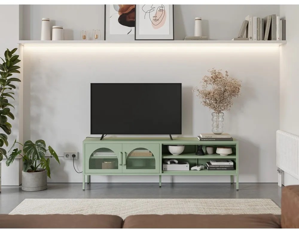TV stolík v mentolovej farbe 160x50 cm Diora – Marckeric