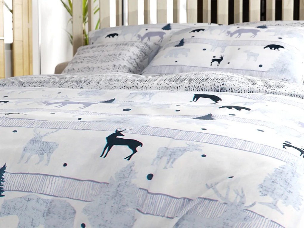 Bavlnené obliečky Renforcé SOBI A STROMKY biele Rozmer obliečky: 70 x 90 cm | 140 x 200 cm