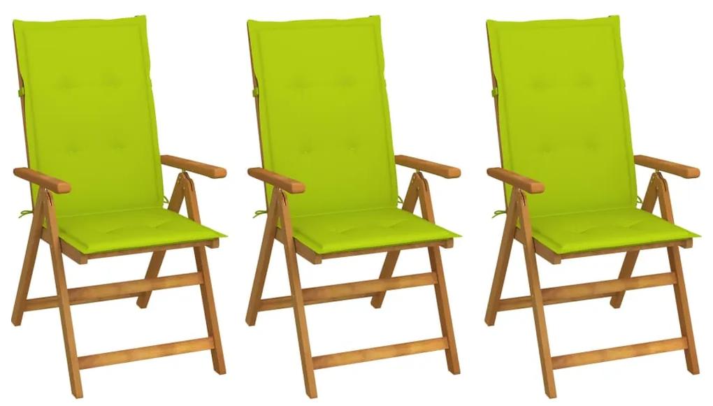 Skladacie záhradné stoličky s podložkami 3 ks akáciový masív 3064100