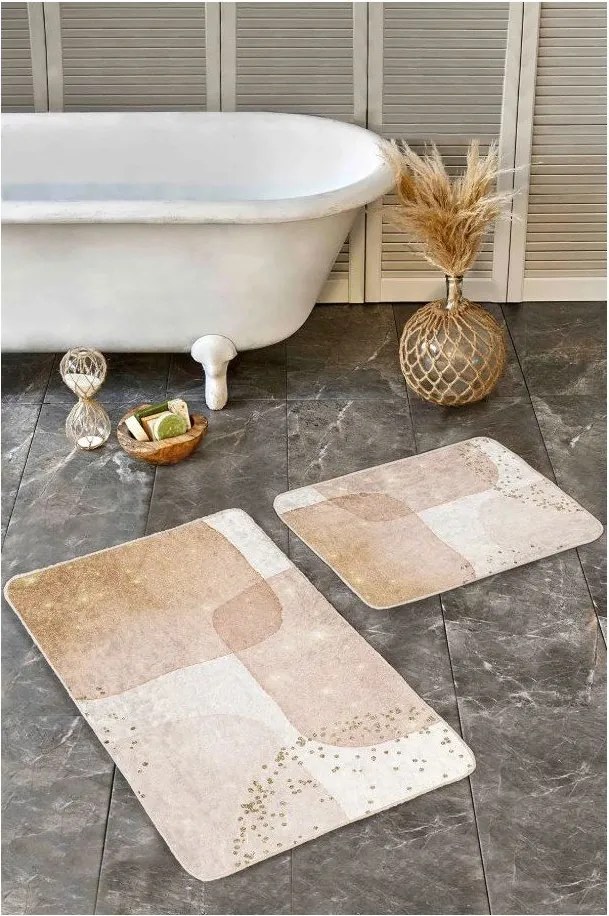 Béžové zamatové kúpeľňové predložky v súprave 2 ks 60x100 cm – Mila Home