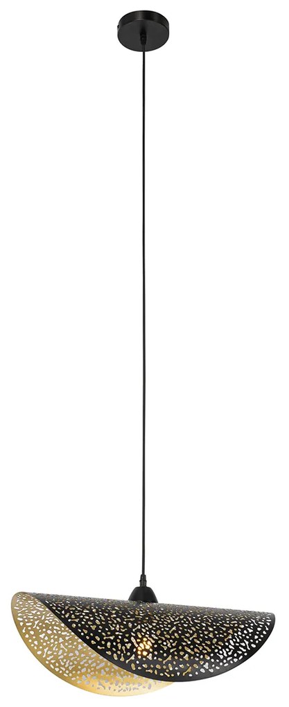 Orientálne závesné svietidlo čierne so zlatom 50 cm - Japke