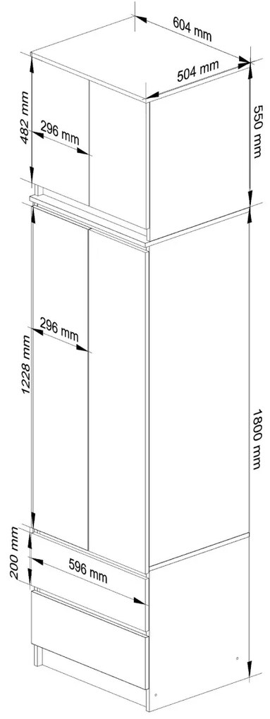 Šatníková skriňa s nástavcom Star 60 cm bielo-šedá