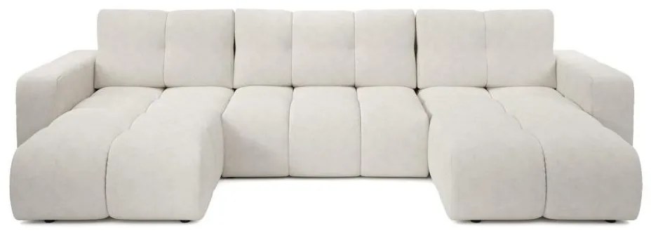 Rozkladacia čalúnená sedacia súprava ALMADA v tvare U s úložným priestorom béžová