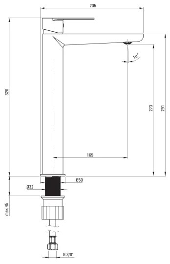 Deante BGA_N20K - umývadlová batéria ALPINIA čierna