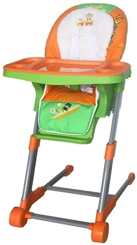 Detská multifunkčná jedálenská stolička Euro Baby - oranžová, zelená