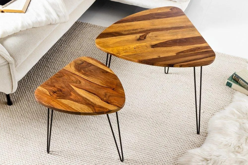 Invicta Interior - Masívna sada príručných stolíkov IPANEMA 60 cm, sheesham, prírodná