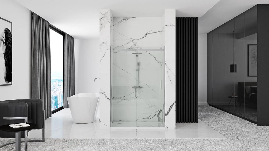 Rea Nixon, posuvné sprchové dvere 120x190 cm, pravé, 8mm číre sklo, chrómový profil, REA-K5003