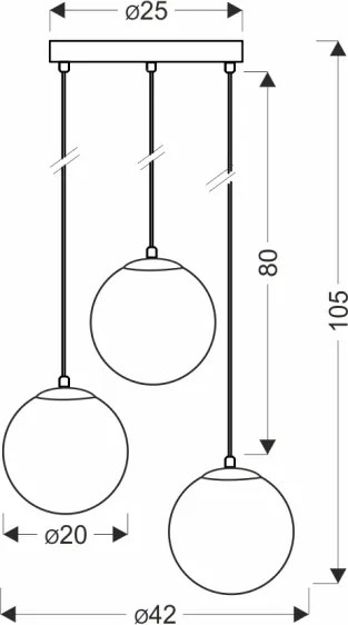 BRILAGI - Luster na lanku POLOS 3xE27/40W/230V, priemer 42 cm, čierna