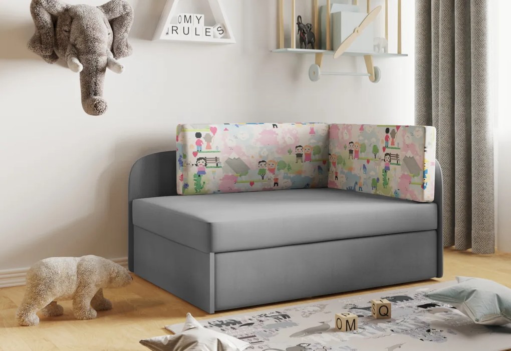 Detská rozkladacia pohovka MILO, 107x64x78, bajka 47/casablanka 19, ľavá