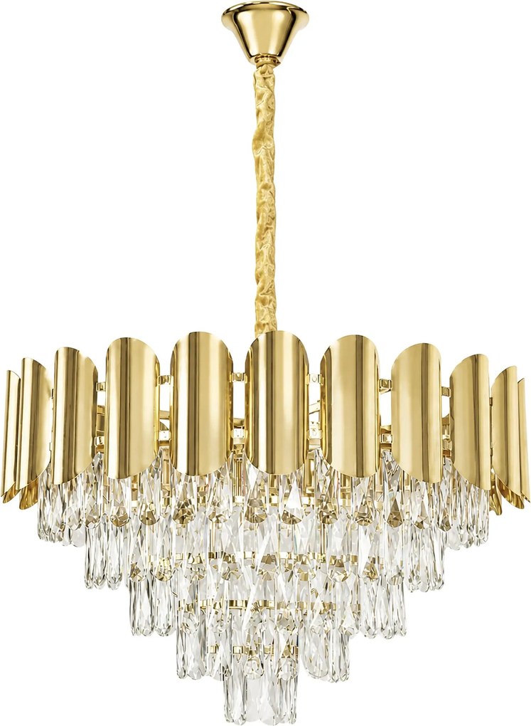 Toolight Toolight, krištáľová závesná lampa Ø60 cm, 9×E14, SWE100-CP, zlatá, OSW-30223