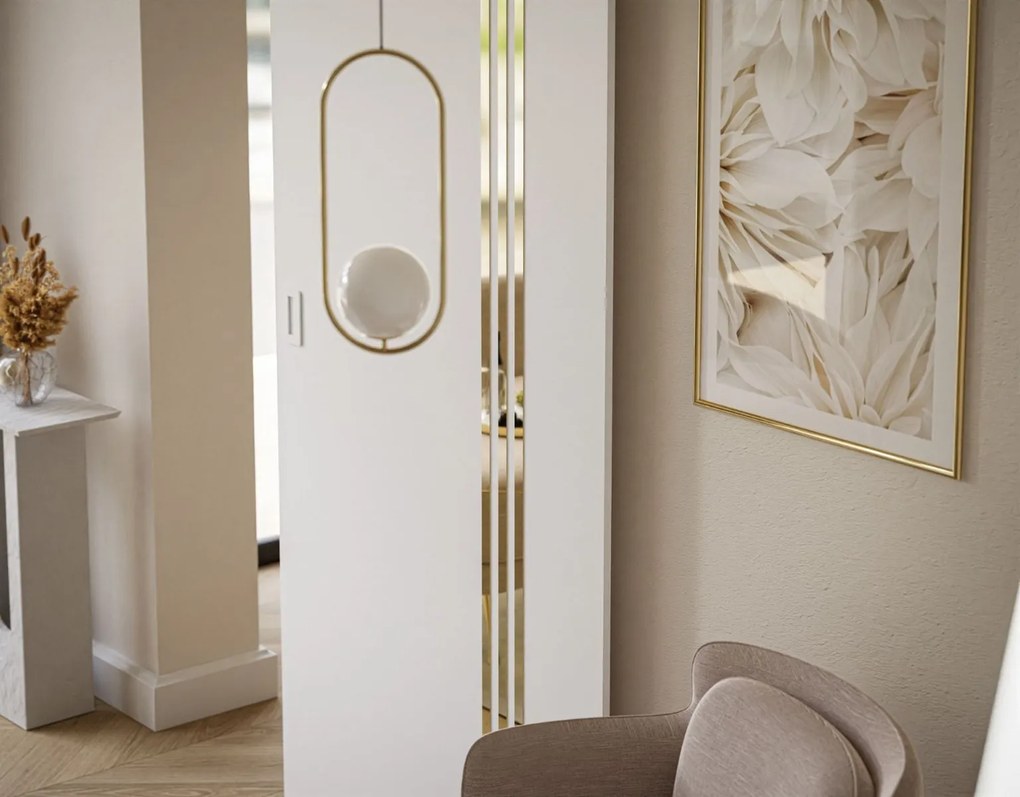 POSUVNÉ DVERE LAGOS BIELE MATNÉ + ZLATÉ LIŠTY