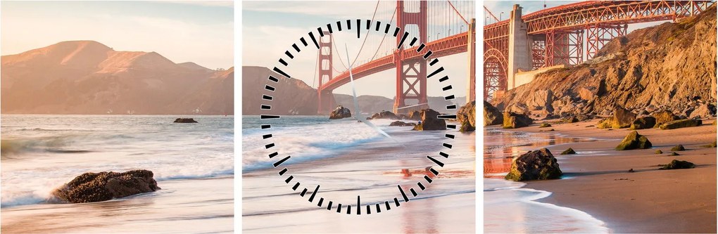 Obraz - Golden Gate Bridge (s hodinami) (90x30 cm)