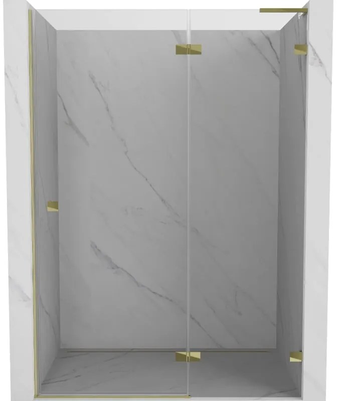 Mexen, Mexen Lunar L pravé otočné sprchové dvere 140 cm, transparentné, zlaté - 834L-140-000-50-00-P