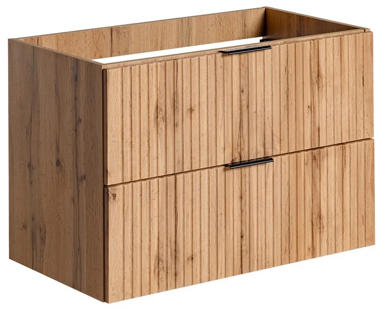 Závesná skrinka pod umývadlo Casad so zápustným umývadlom 80 cm dub wotan/biela