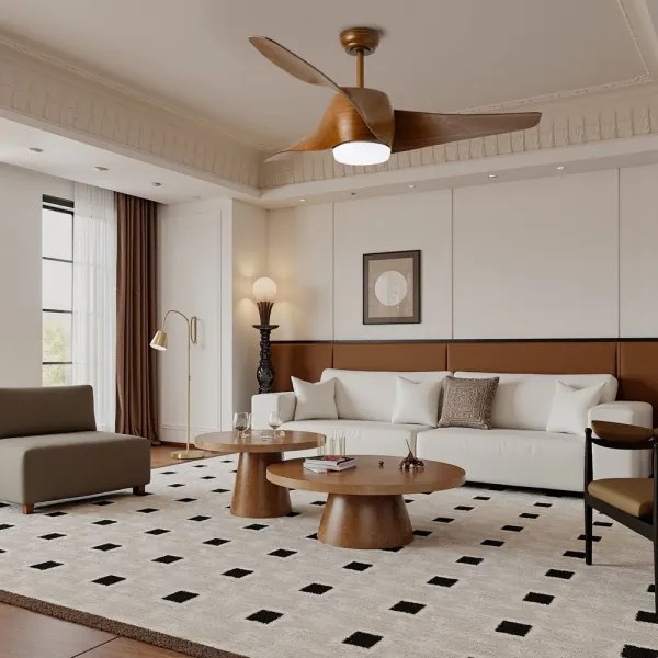 Immax NEO 07286L-LED Stm. str. ventilátor LED/18W/230V hnedá Wi-Fi Tuya + DO