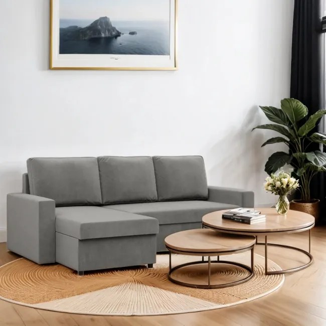 Rohová rozkladacia sedačka NEO Kronos svetlosivá