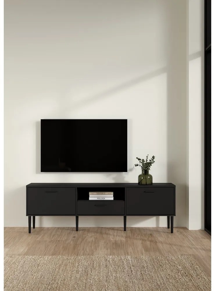 Čierny TV stolík 177x57 cm Media – Tvilum
