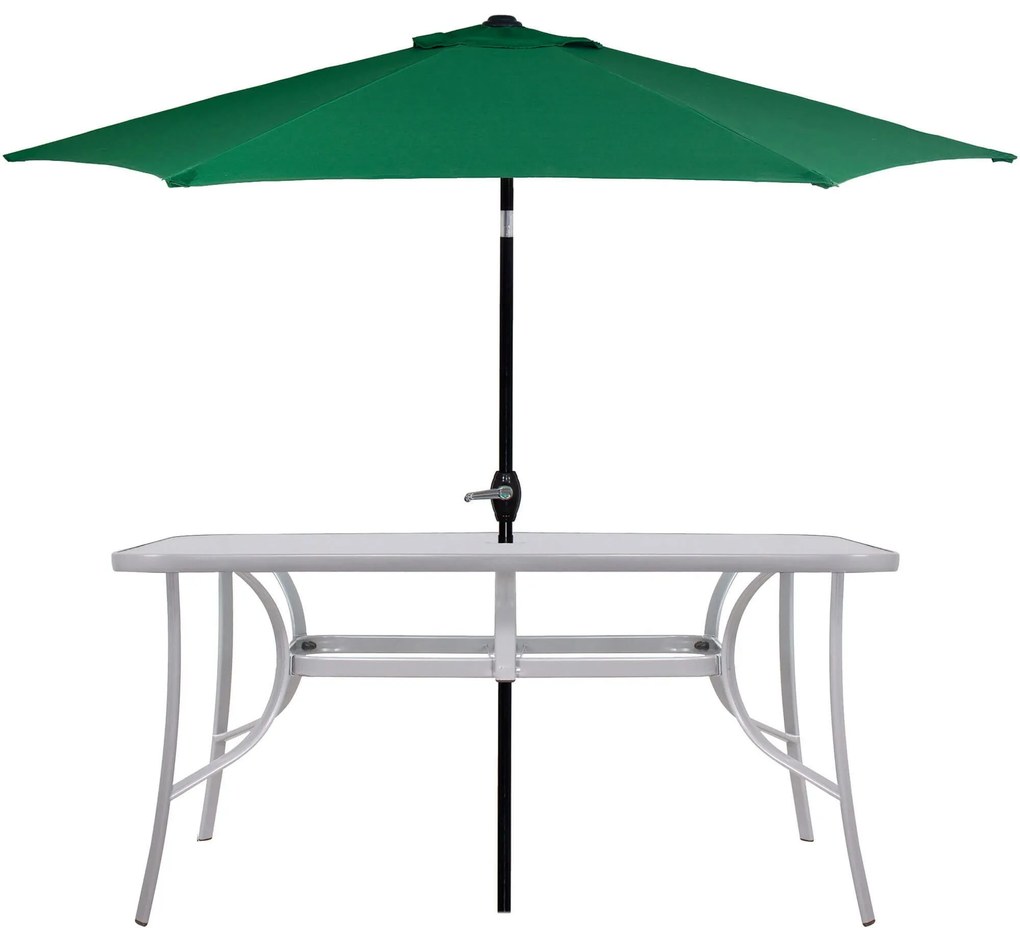 PreHouse Záhradný stôl 150cm: kov + sklo, šedý