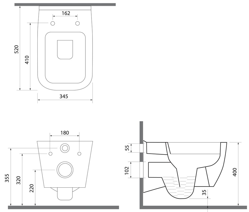 Isvea Isvea, VEA závesná WC misa, Rimless, 34,5x52cm, biela, 10VA02001