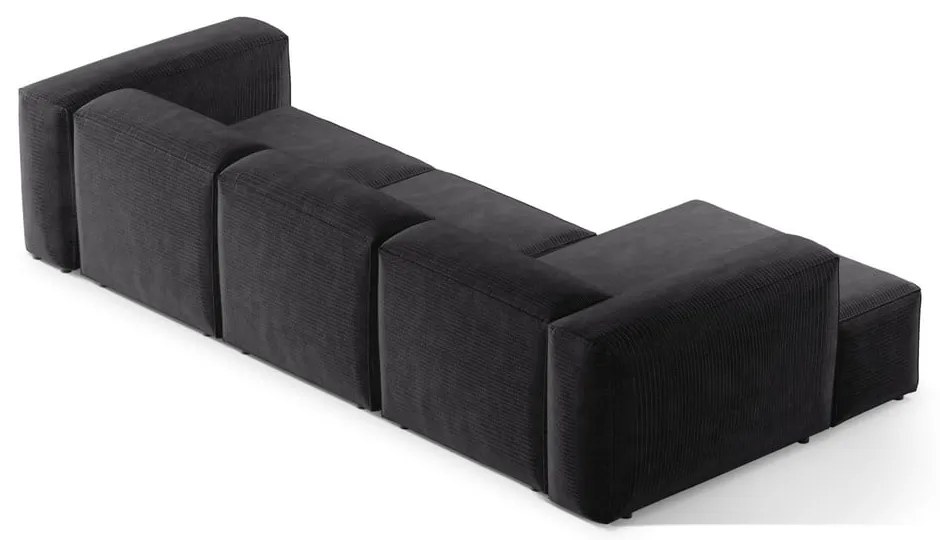 Tmavosivá menčestrová rohová pohovka (ľavý roh/s leňoškou) Bergamo – Cosmopolitan Design