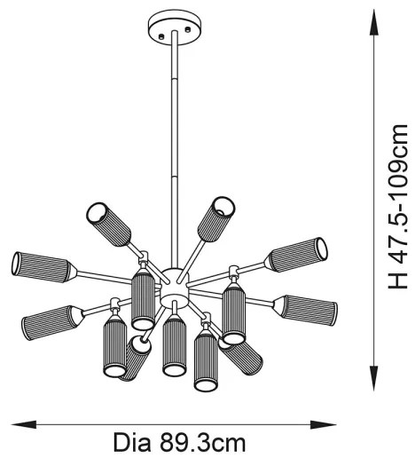 Endon 106256 - Luster na tyči TOUR 13xG9/3W/230V mosadz